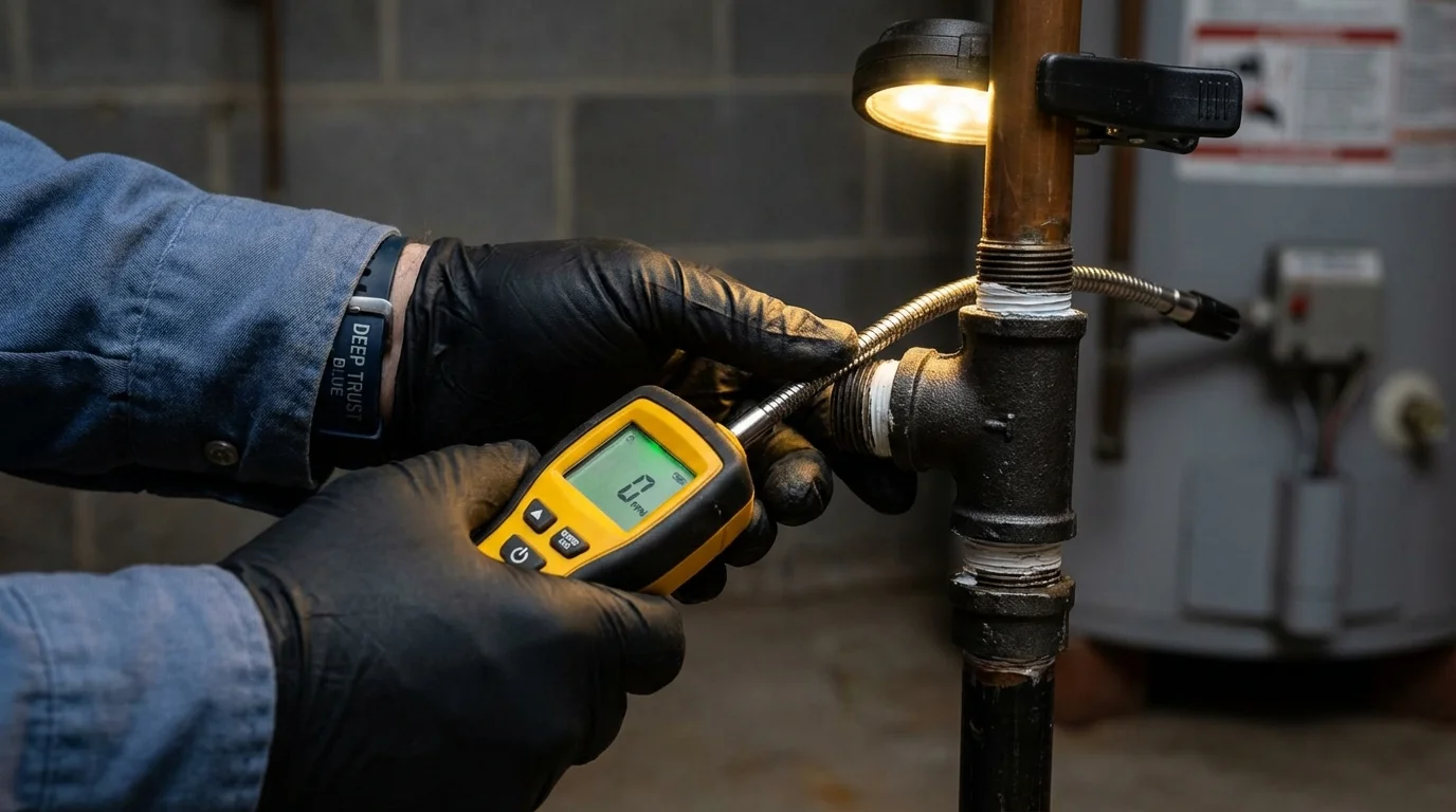 Gas leak detection with electronic sniffer by Johns Plumbing LLC in Bridgewater